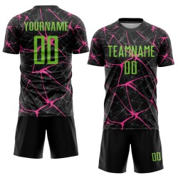 Fußball Sublimation Uniform Schwarz Grün-Pink Custom Jersey Neon Fußball Sublimation Uniform Schwarz Grün-Pink Custom Jersey Neon
