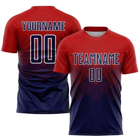 Uniform Rot Marine-Weiß Fußballtrikot Benutzerdefinierte Sublimation Uniform Rot Marine-Weiß Fußballtrikot Benutzerdefinierte Sublimation